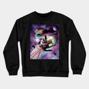 Space Cat Riding Dragon - Tacos And Rainbow Crewneck Sweatshirt